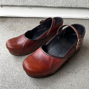 Dansko Brown Leather Mary Jane Clogs